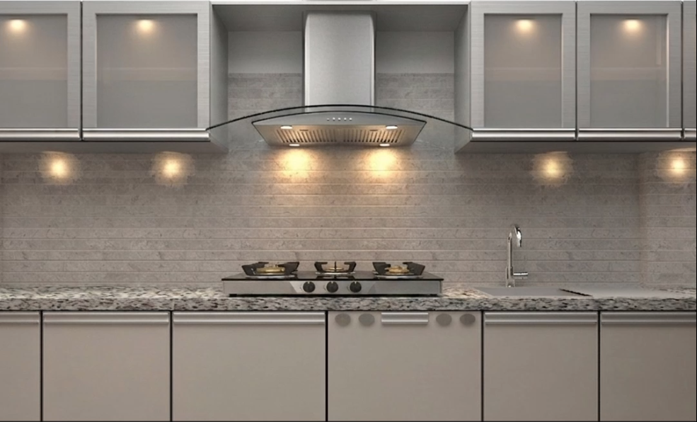 Residential modular kitchen finish detail with clean counters
